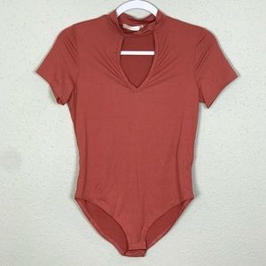 Gage USA orange keyhole shorts sleeve body suit